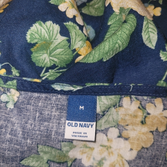 Old Navy Linen Blend Blue Floral Print Ruffled Cami Top M - Picture 7 of 7